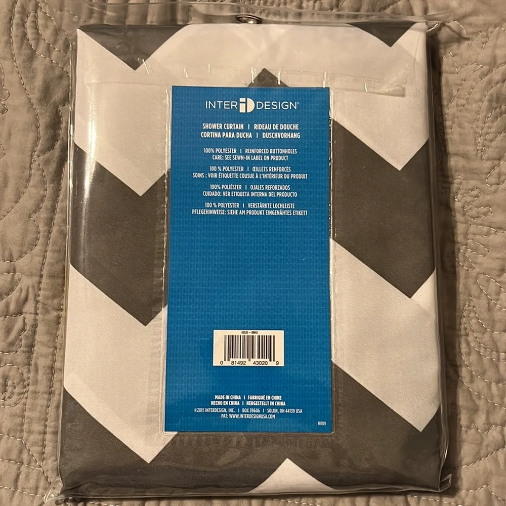 New gray, white and yellow chevron shower curtain